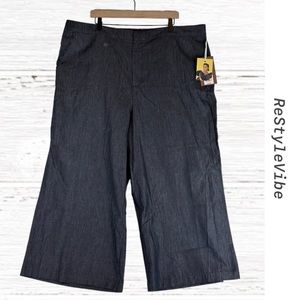 KIKA VARGAS Women’s Size 28W/30W Pants Crop Wide Leg Denim Indigo NWT High Rise